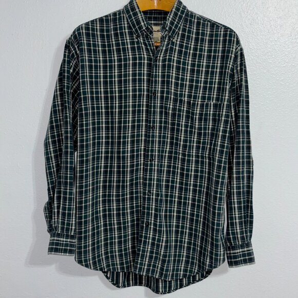 Eddie Bauer Green Plaid 100% Cotton Button Down Shirt Men’s Small Long Sleeve - Picture 2 of 12